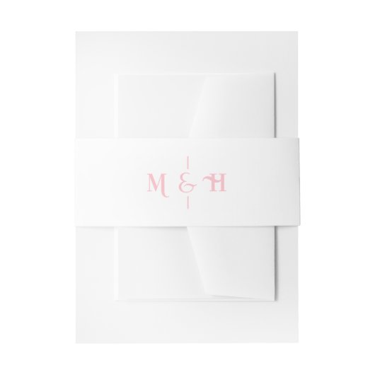 Modern Monogram Retro Pink Wedding Einladungsbanderole (Vorderseite Beispiel)