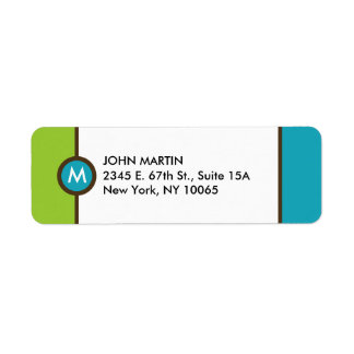 Modern Monogram Return Address Label - blau/braun