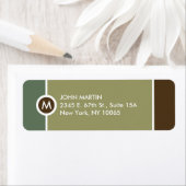 Modern Monogram Return Address Label - Grün/Braun (Insitu)