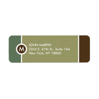 Modern Monogram Return Address Label - Grün/Braun