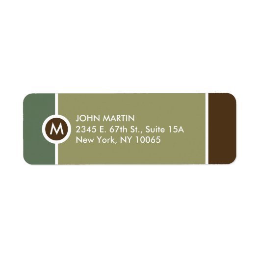 Modern Monogram Return Address Label - Grün/Braun (Vorne)