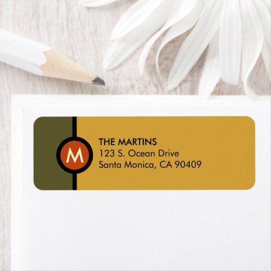 Modern Monogram Return Address Label - Grün/Gold (Insitu)