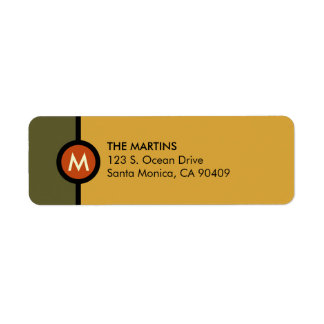 Modern Monogram Return Address Label - Grün/Gold