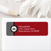 Modern Monogram Return Address Label - Schwarz/Rot (Insitu)