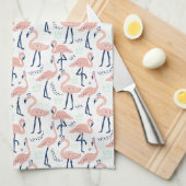 Modern Monogram rosa Flamingo Muster Geschirrtuch (Viertel Falte)