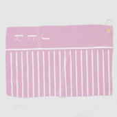 Modern monogram, rosa, weiße Streifen Golfer Golfhandtuch (Horizontal)
