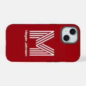 Modern Monogram Rot iPhone 15 Hülle (Rückseite (Horizontal))
