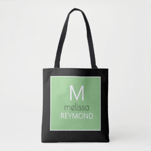 modern monogram sage green black tasche