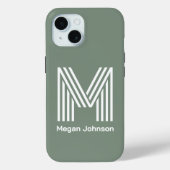 Modern Monogram Sage Green Case-Mate iPhone Hülle (Rückseite)