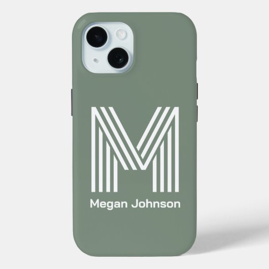 Modern Monogram Sage Green Case-Mate iPhone Hülle (Rückseite)
