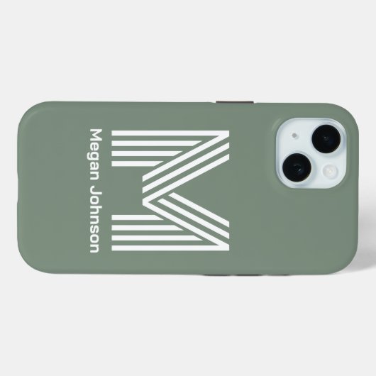 Modern Monogram Sage Green Case-Mate iPhone Hülle (Rückseite (Horizontal))
