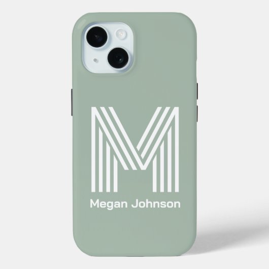 Modern Monogram Sage Green Case-Mate iPhone Hülle (Rückseite)