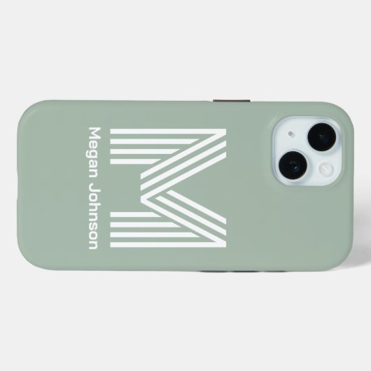 Modern Monogram Sage Green Case-Mate iPhone Hülle (Rückseite (Horizontal))