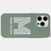 Modern Monogram Sage Green Case-Mate iPhone Hülle (Rückseite (Horizontal))