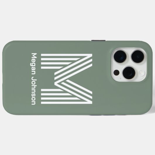 Modern Monogram Sage Green Case-Mate iPhone Hülle (Rückseite (Horizontal))