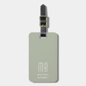 Modern Monogram Sage Green Gepäckanhänger (Vorderseite vertikal)