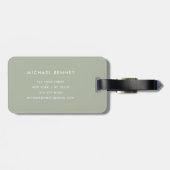 Modern Monogram Sage Green Gepäckanhänger (Rückseite horizontal)