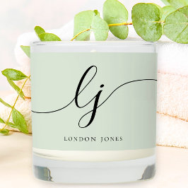 Modern Monogram Sage Green Script Initials Name