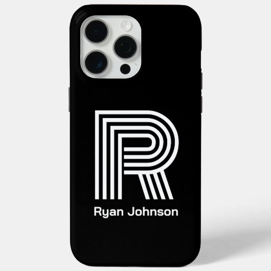 Modern Monogram Schwarz Case-Mate iPhone Hülle (Rückseite)
