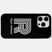 Modern Monogram Schwarz Case-Mate iPhone Hülle (Rückseite (Horizontal))
