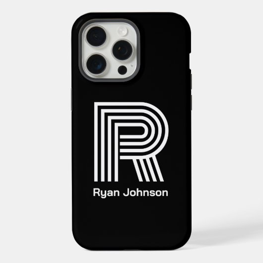 Modern Monogram Schwarz iPhone Hülle (Rückseite)