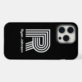 Modern Monogram Schwarz iPhone Hülle (Rückseite (Horizontal))