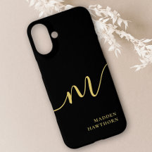 Modern Monogram Script Calligraphy Black Gold