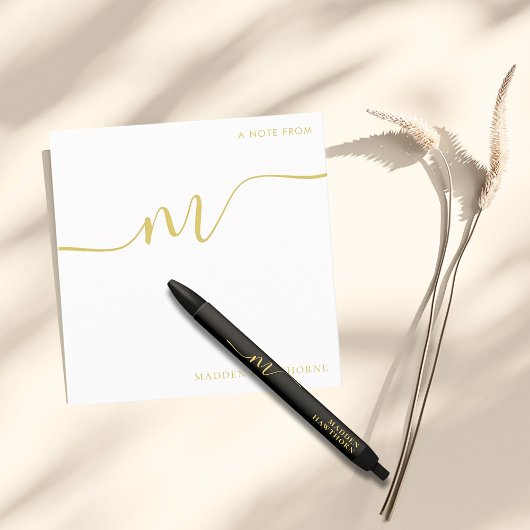 Modern Monogram Script Calligraphy Black Gold Name Kugelschreiber