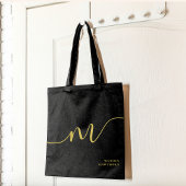 Modern Monogram Script Calligraphy Black Gold Name Tasche