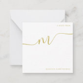Modern Monogram Script Calligraphy Gold Name Mitteilungskarte (Vorderseite)