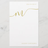 Modern Monogram Script Calligraphy Gold Note Paper Briefpapier (Vorderseite)