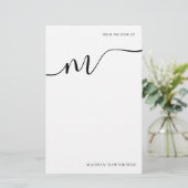 Modern Monogram Script Calligraphy Note Paper Briefpapier (Stehend Vorderseite)