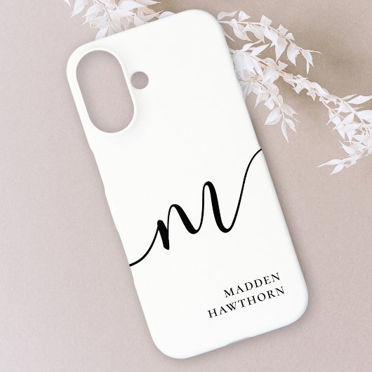 Modern Monogram Script Calligraphy Schwarz-weiß Case-Mate iPhone Hülle