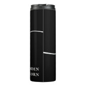 Modern Monogram Script Calligraphy Schwarz-weiß Thermosbecher (Rückseite)