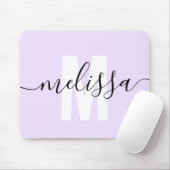 Modern Monogram Script Light Lila Mousepad (Mit Mouse)