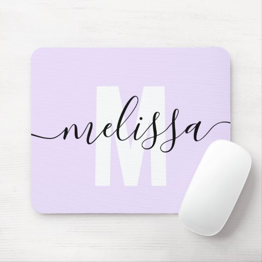 Modern Monogram Script Light Lila Mousepad (Mit Mouse)