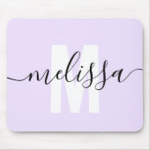 Modern Monogram Script Light Lila Mousepad (Vorne)