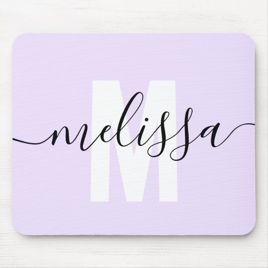 Modern Monogram Script Light Lila Mousepad (Vorne)