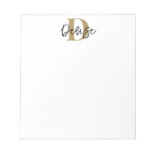 Modern Monogram Script Name Black Gold Notizblock (Vorderseite)
