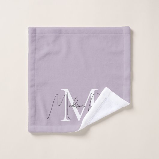 Modern monogram Script name logo lavender Badhandtuch Set (Waschlappen)