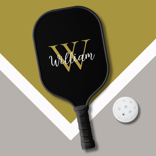 Modern Monogram Script Name Pickleball Schläger