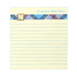 Modern Monogram Script Name Tartan Canary Lined Notizblock
