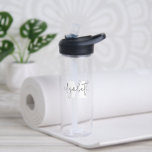 Modern Monogram Script Trinkflasche<br><div class="desc">Personalisieren Sie diese klare Wasserflasche mit Ihrem Monogramm Initial- und Ihrem Vor- oder Nachnamen in schicker Schrift. Ideal für sich selbst oder als Geschenk.</div>