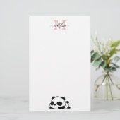 Modern Monogram Script Typografy Funny Panda Briefpapier (Stehend Vorderseite)