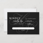 Modern Monogram Simple Black RSVP Card (Vorderseite)