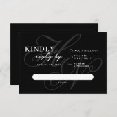Modern Monogram Simple Black RSVP Card (Vorne/Hinten)