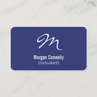 Modern Monogram Simple Custom Blue Business Cards Visitenkarte