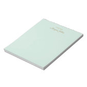 Modern Monogram Simple Stylish Mint Green & Gold Notizblock (Rotiert)
