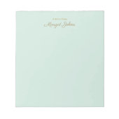 Modern Monogram Simple Stylish Mint Green & Gold Notizblock (Vorderseite)