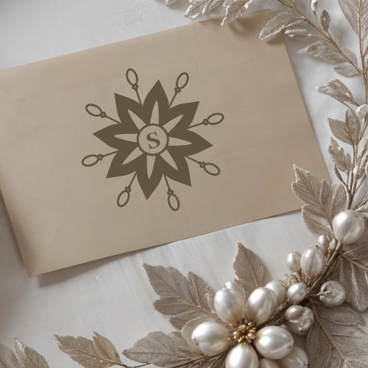 Modern Monogram Snowflake Winterweihnachtsbeginn Gummistempel